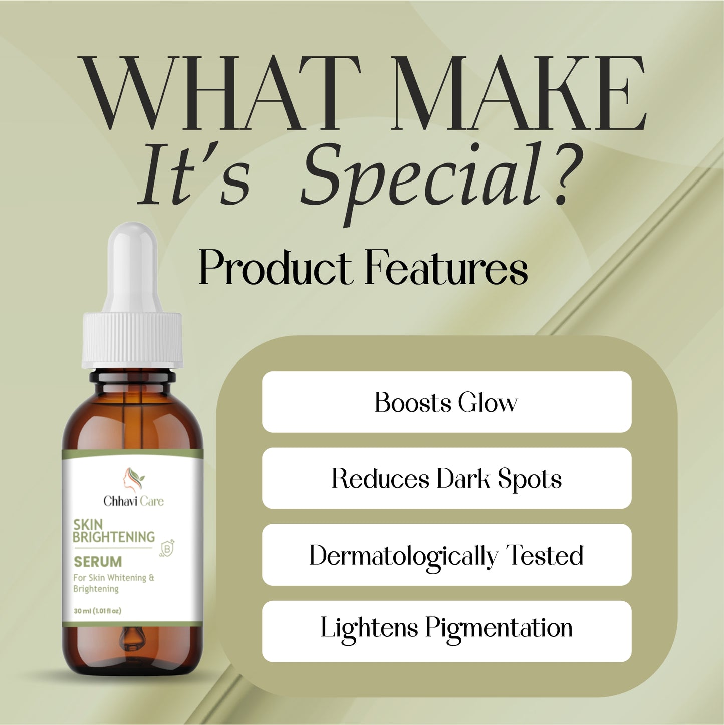 Skin Brightening Serum, Whitening Formula, 30ml Dropper Bottle