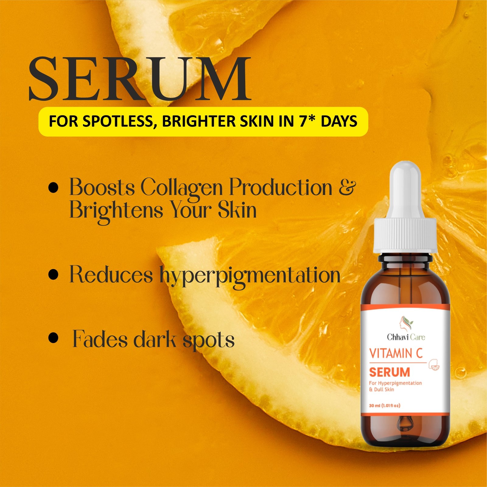Chhavi Care Vitamin C Face Serum – Hyperpigmentation & Dull Skin Repair (30ml) - Image 3